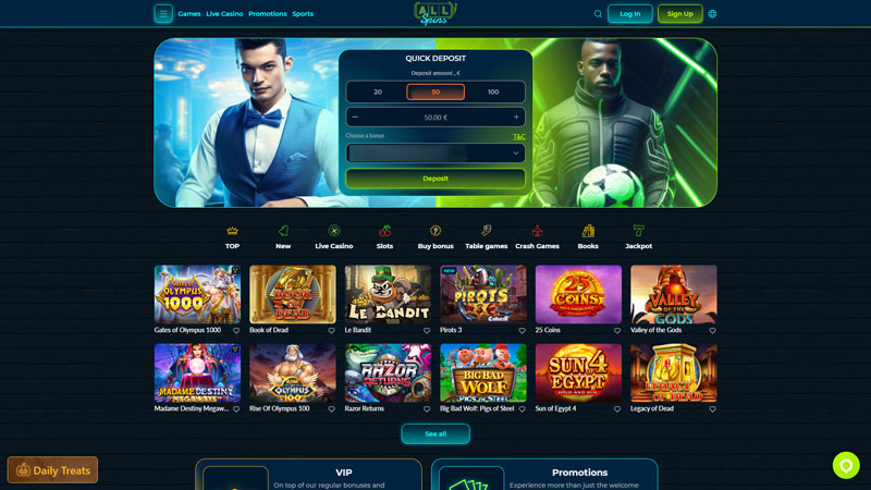 allspins lobby screenshot