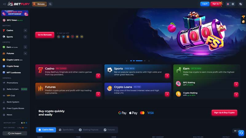 betfury lobby screenshot