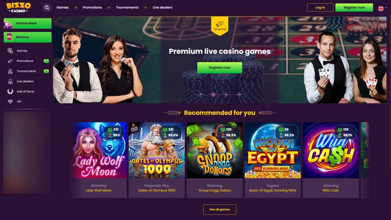 bizzo-casino lobby screenshot