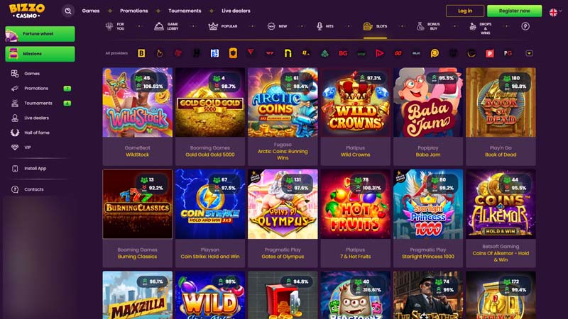 bizzo-casino slots screenshot