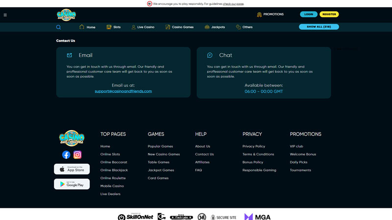 Thumbnail casinoandfriends support