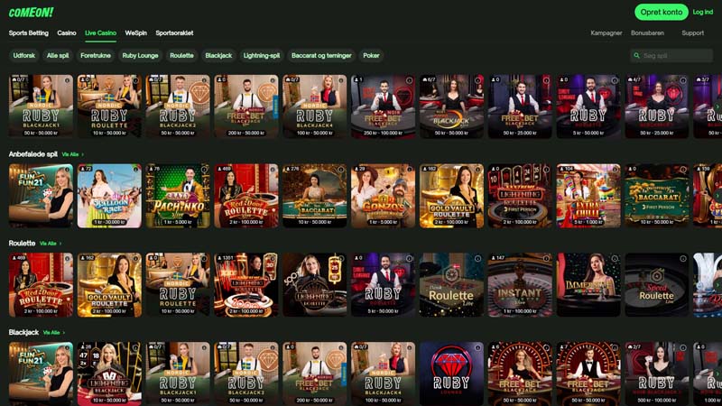 Thumbnail comeon-casino live