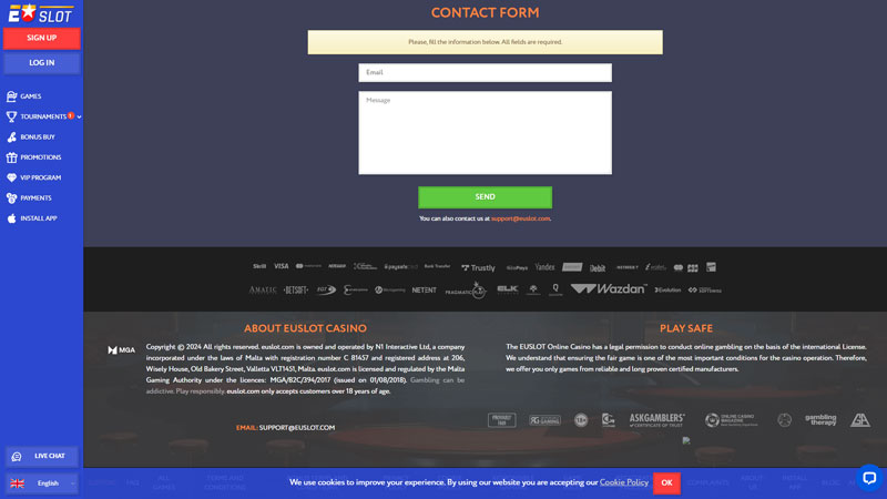 Thumbnail euslot-casino support