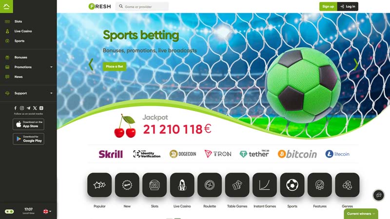 fresh-casino lobby screenshot