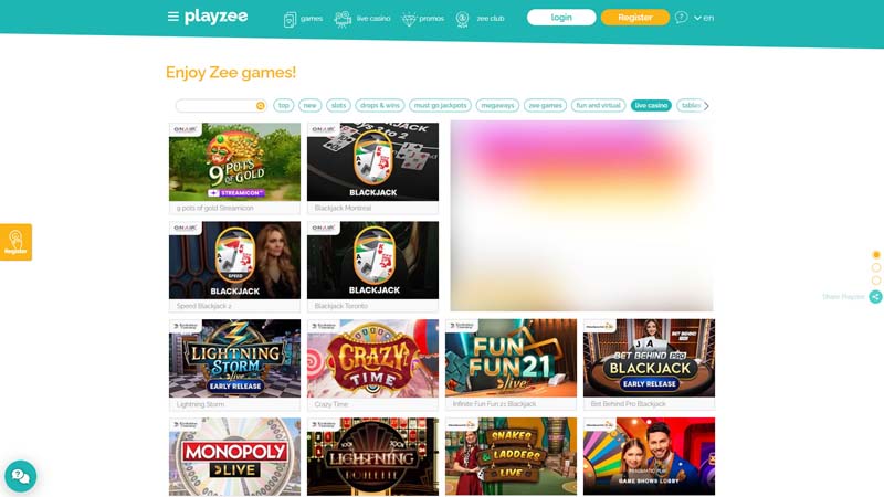 Thumbnail playzee-casino live