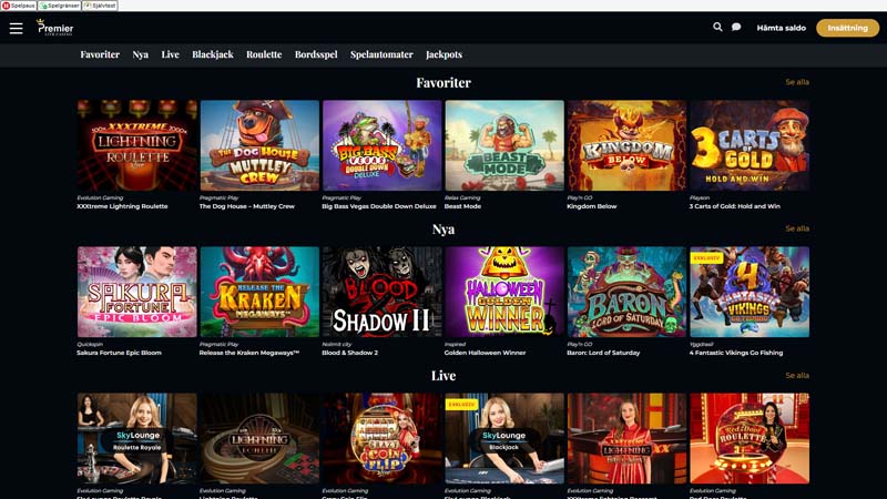 Thumbnail premier-live-casino lobby