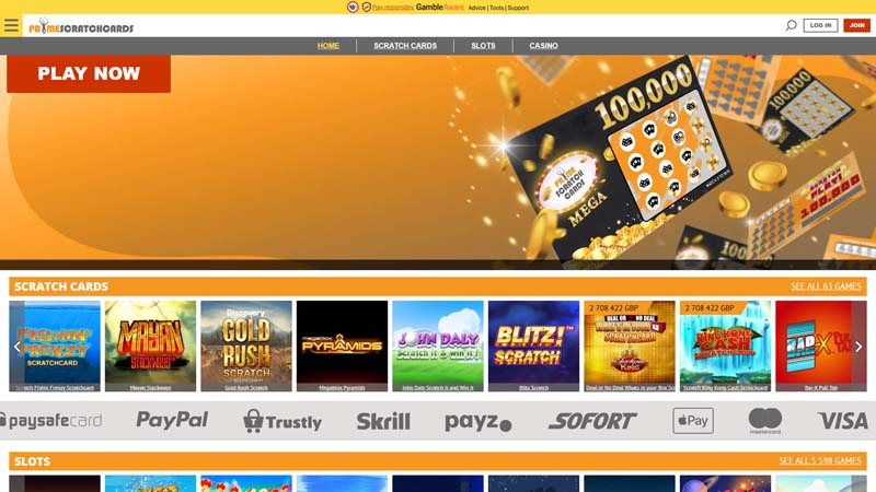 Thumbnail prime-scratch-cards-casino lobby