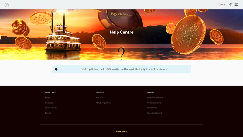river-belle-casino support screenshot