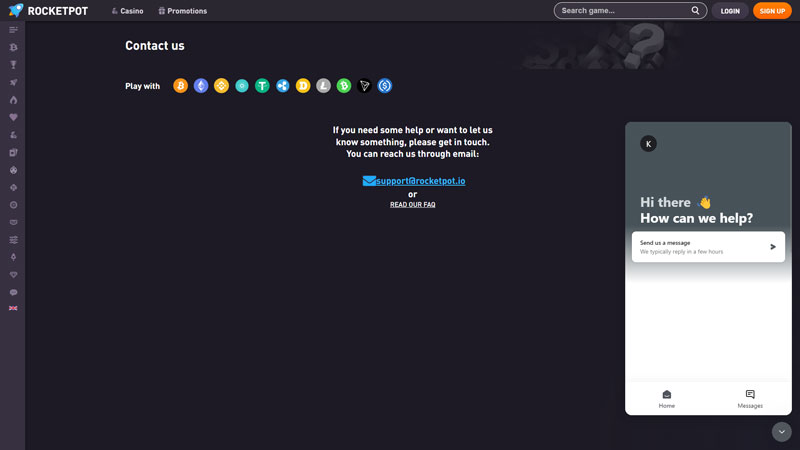 rocketpot support screenshot