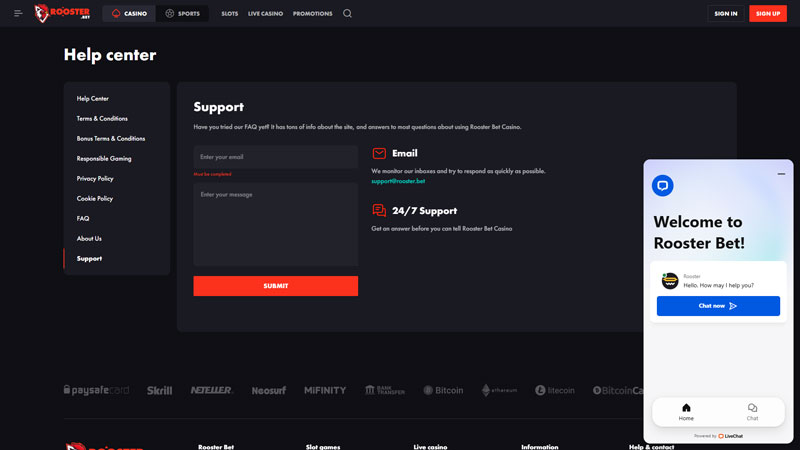 Thumbnail rooster-bet support