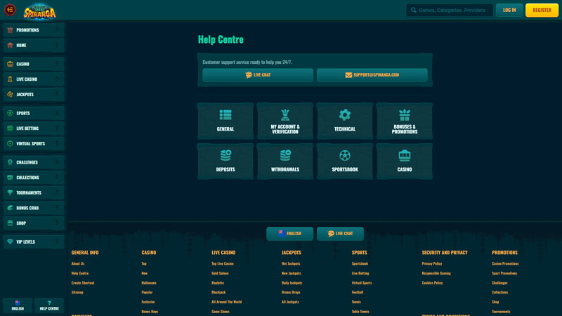 spinanga support screenshot