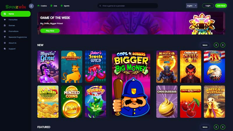 Thumbnail spinzwin-casino lobby