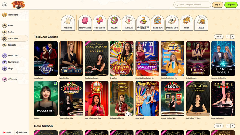 vinylcasino live screenshot