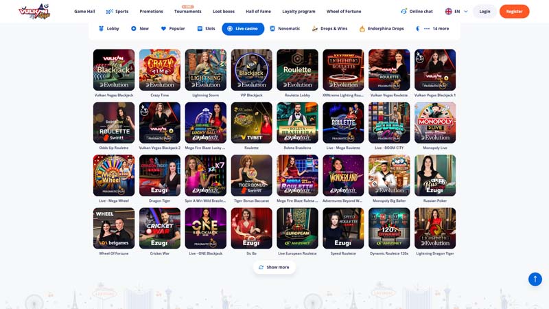 vulkan-vegas-casino live screenshot